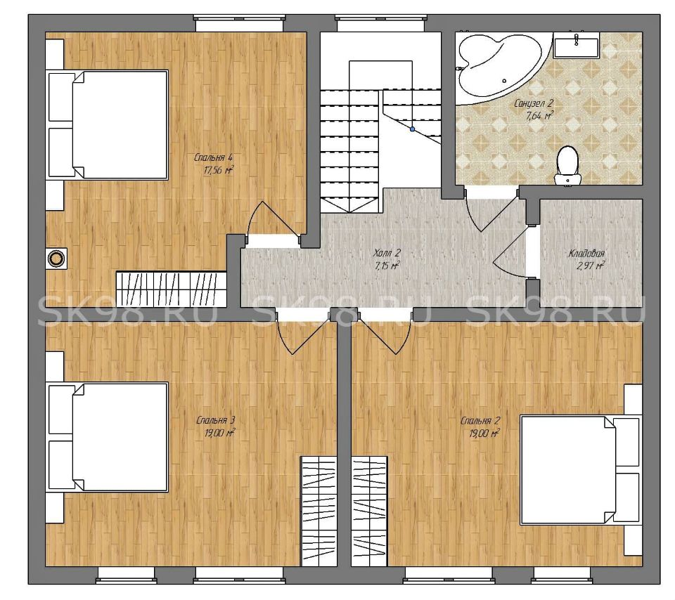 планировка дома с мансардой TWO 148