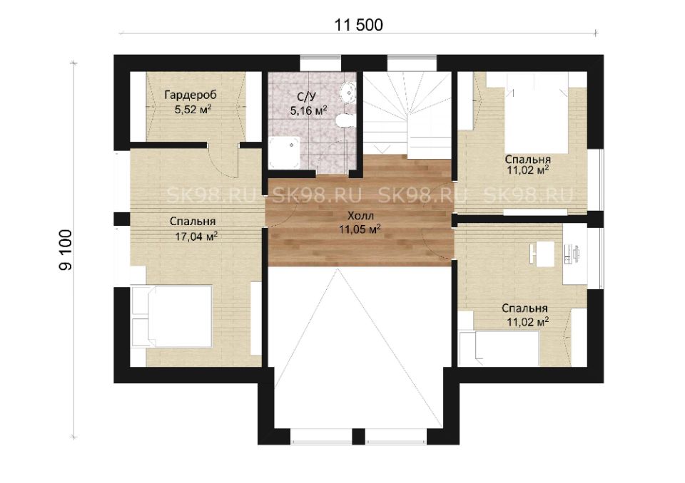планировка дома со вторым светом и мансардой - TWO 141