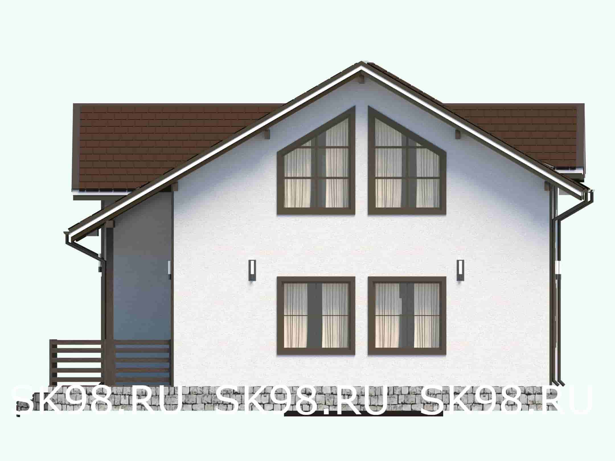 фасад дома со вторым светом и мансардой - TWO 141