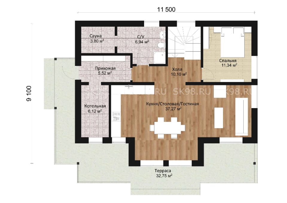 планировка дома со вторым светом и мансардой - TWO 141