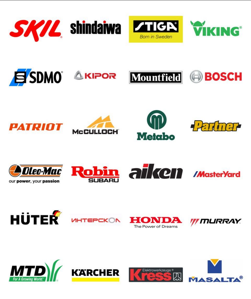 БРЕНДЫ - FIXATOR,ФИКСАТОР,MTD,MURRAY,OLEOMAC,PARTNER,STIGA,METABO,VIKING,PUBERT,POULAN,WACKER NEUSON,STURM,SOLO,ВЕПРЬ,VEPR,REMEZA,SHINDAIWA,SKIL,SDMO,ROBIN-SUBARU,RED-VERG,PATRIOT