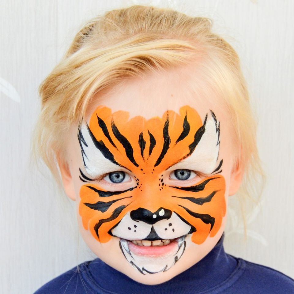 тигр - аквагрим. face painting tiger for kids. аквагрим мастер класс.