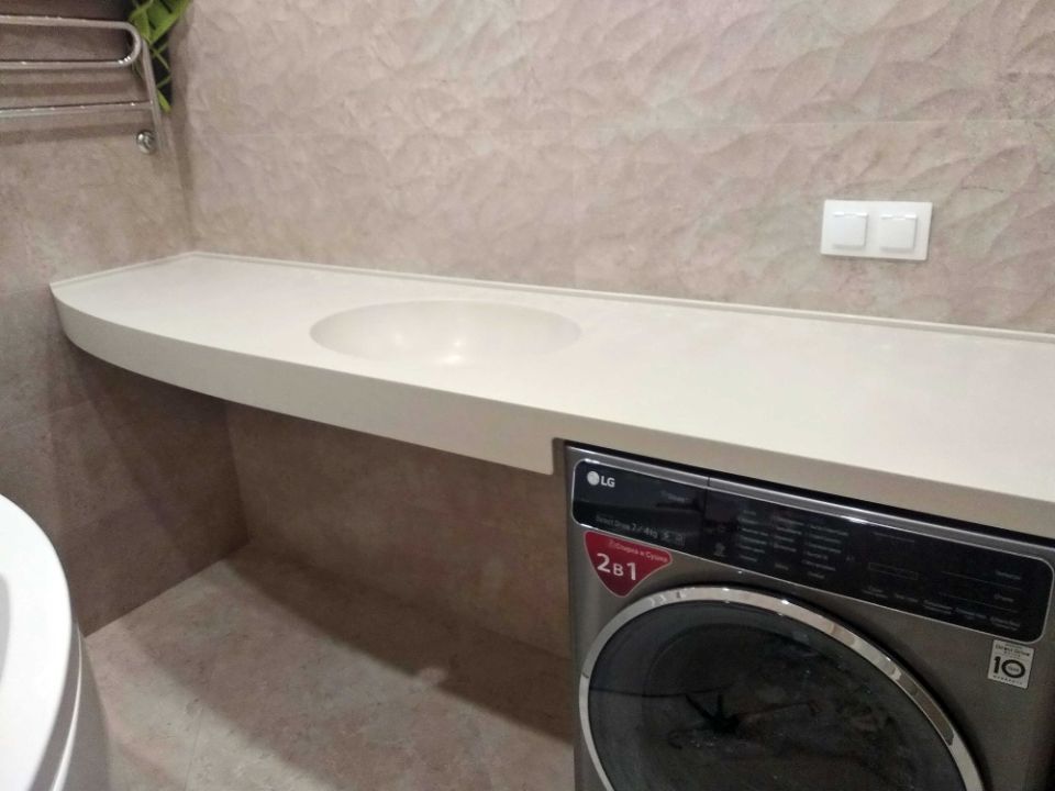 Столешница в ванную под стиральную машину из искусственного камня