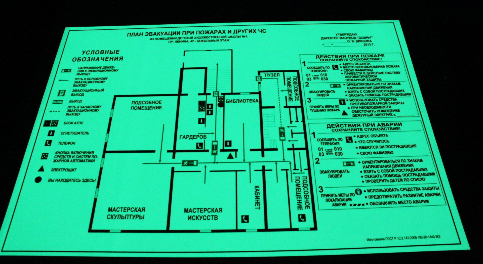 Фотолюминесцентные планы эвакуации гост