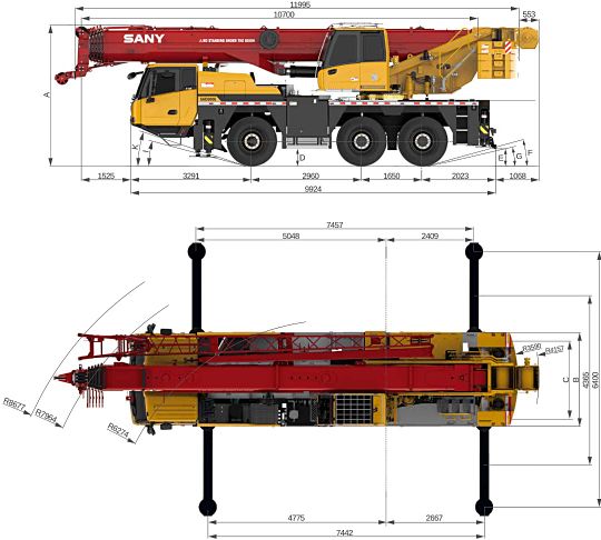 Sany SAC600T габаритные размеры