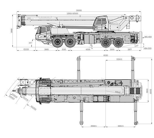 Sany STC800T5 габаритные размеры