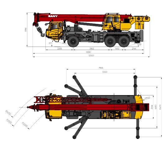 Габаритные размеры Sany STC250T5-5
