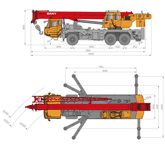 Sany STC250T5-4R габаритные размеры