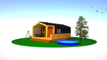 Проект просторного одноэтажного каркасного дома в стиле барнхаус с большой террасой, эргономичной планировкой под ключ для семьи до четырёх человек "Домик фотографа".