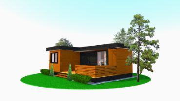 Проект вместительного одноэтажного каркасного дома в стиле хай-тек, эргономичной планировкой и панорамным остеклением под ключ для семьи из двух человек "Семейный уголок".