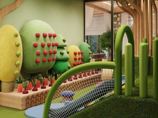 A indoor playground, children's soft play elements