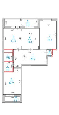 3 комнатная планировка Лысогорская ЖК Дом за Лентой на Родионова ЖК Монолит 2 лоджии