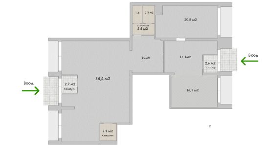Планировка типовая 145 м2. Коммерческое помещение