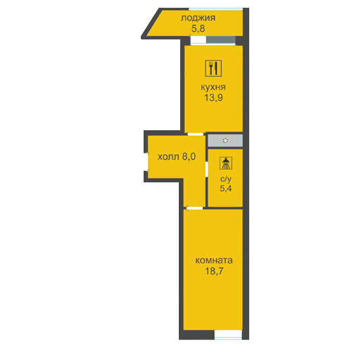 Квартира 1 комнатная 52 м2 Лысогорская Нижегородский район