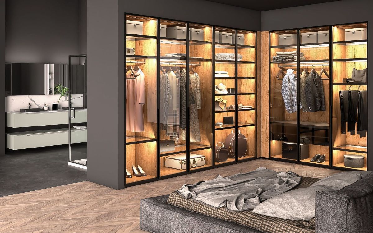 Стеклянные гардеробы и шкафы в Новосибирске- Allglass
