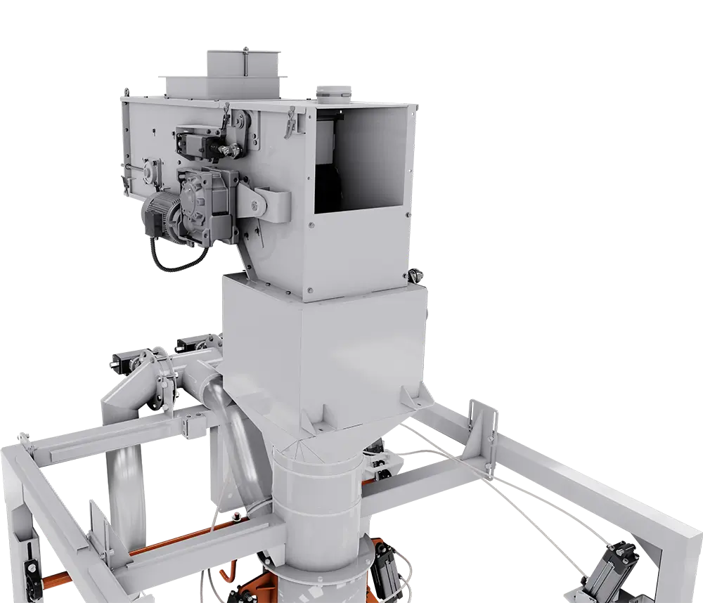Подача ленточным питателем в оборудование фасовки в биг бэг