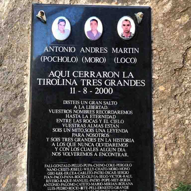 The memorial desk in El Caminito del Rey.List of deaths in the El Chorro Gorge