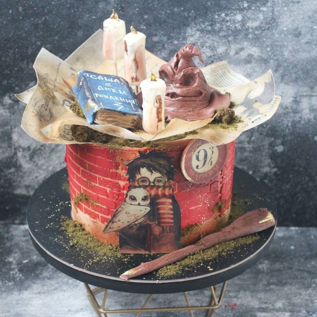 Детский торт на день рождения для мальчика Гарри Поттер