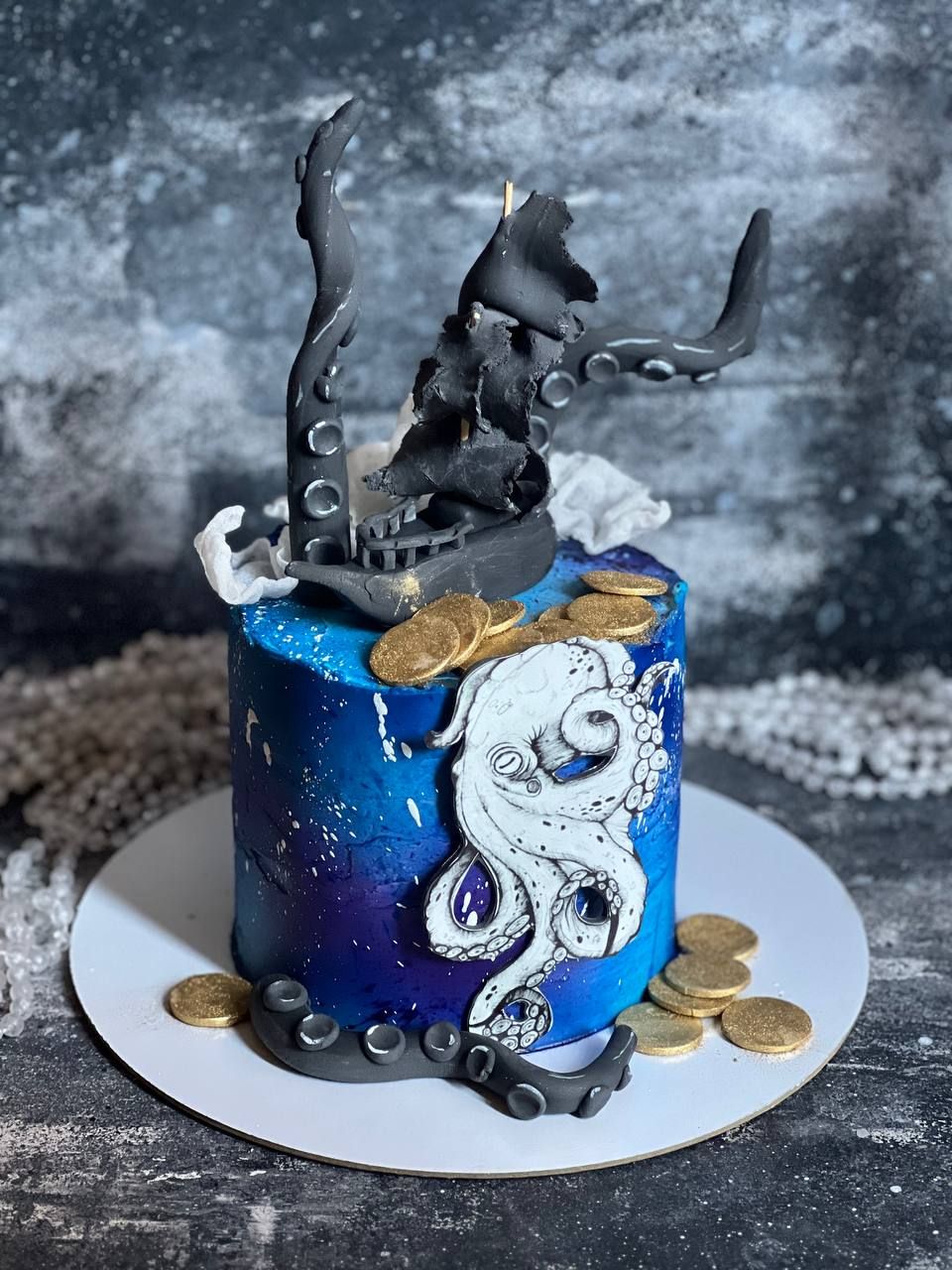 Детский торт на День рождения для мальчика на 15 лет - Морской 2кг