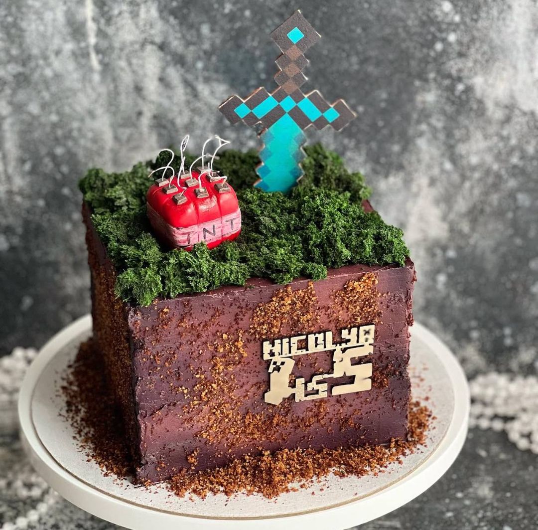 Детский торт на День рождения для Мальчика геймера на 8 лет - Minecraft 3кг