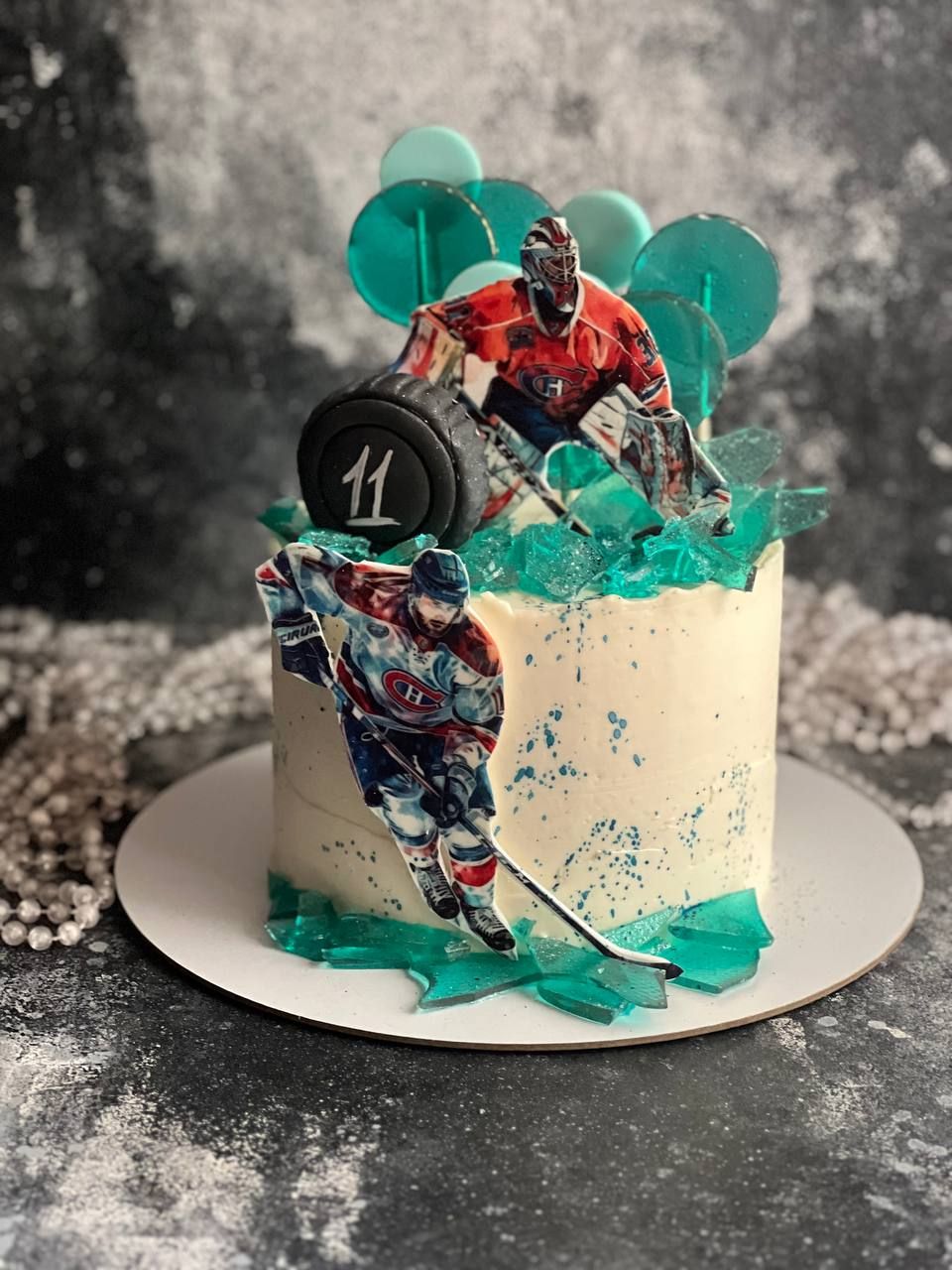 Детский торт на День рождения для мальчика на 11 лет - Хоккей 2кг