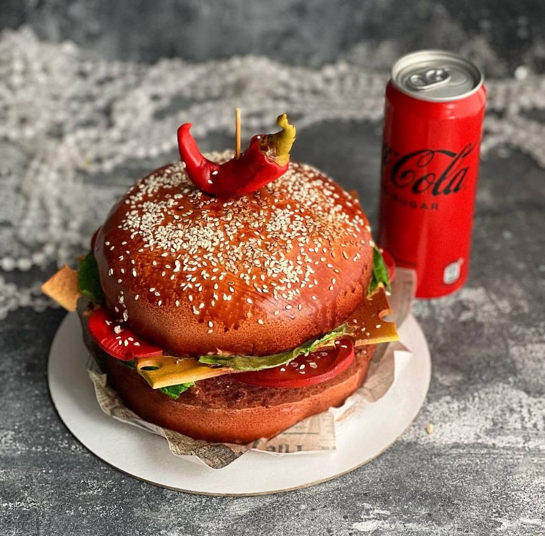 Детский торт на День рождения для мальчика на 15 лет - Бургер 3 кг