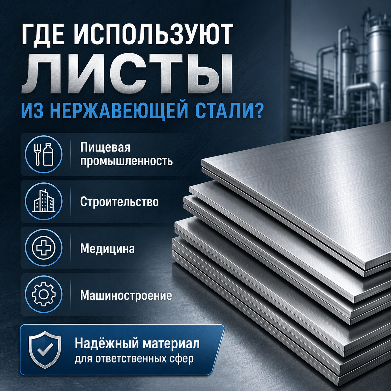 Где используют листы из нержавеющей стали?