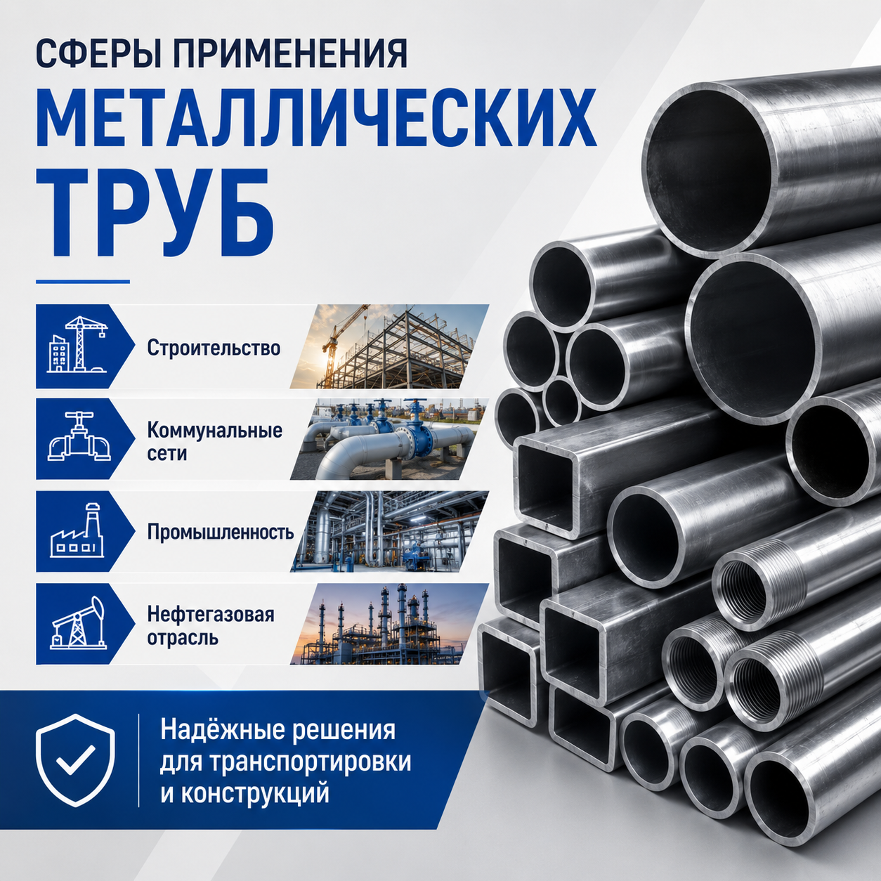 Сферы применения металлических труб