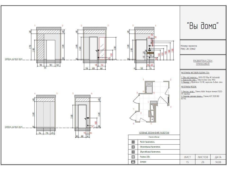 РАЗВЕРТКА СТЕН ПРИХОЖЕЙ