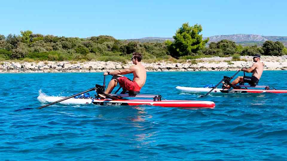 Надувная доска SUP с Hi-tech системой RowVista® для академической гребли лицом вперед. Управляемый угол наклона лопасти. Устанавливается на лодки Row on, надувные или жесткие доски SUP, каяки, байдарки, каноэ и гребные лодки. ROWonAIR® - сделано в Австрии.