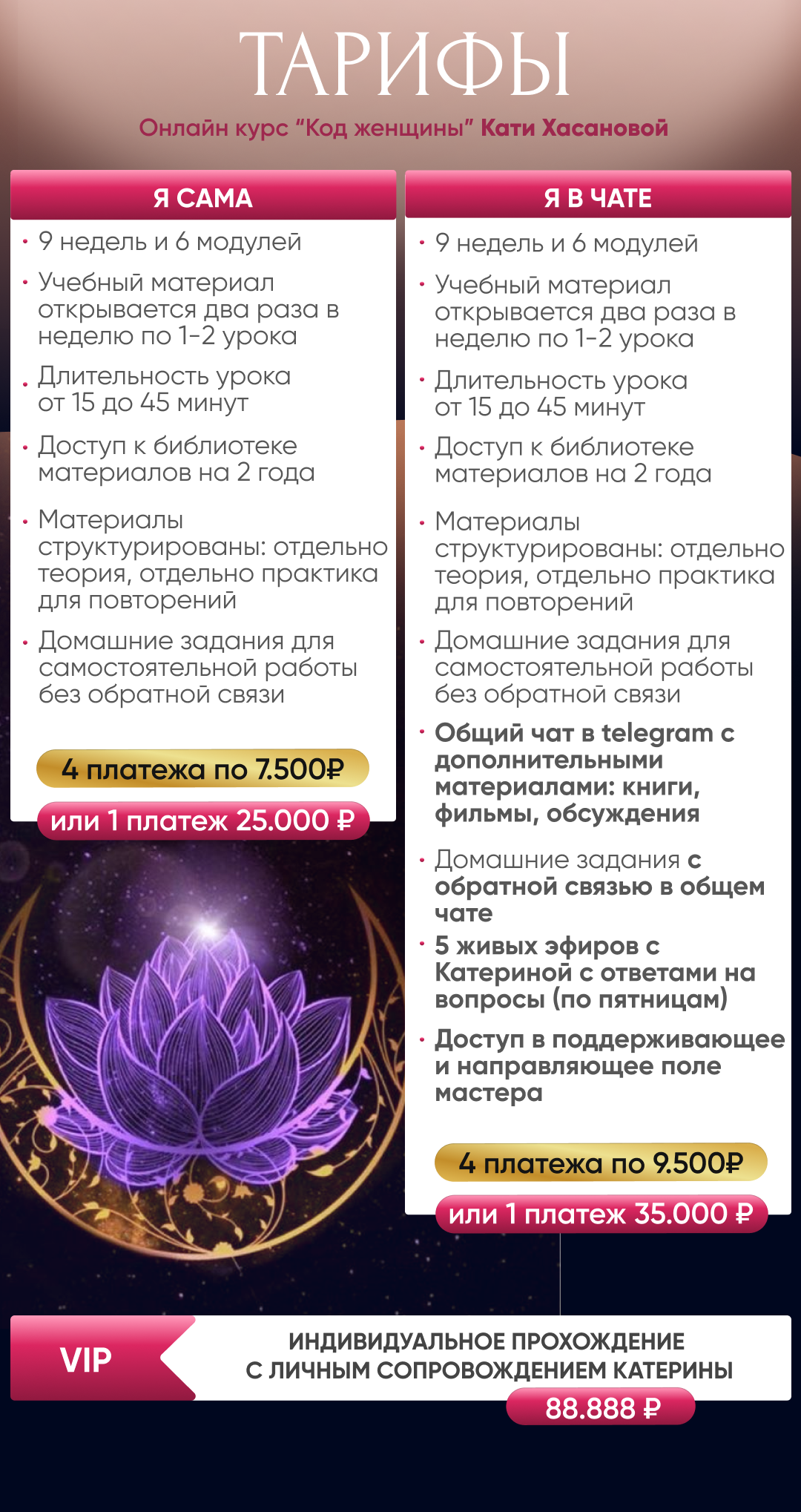 тарифы курса