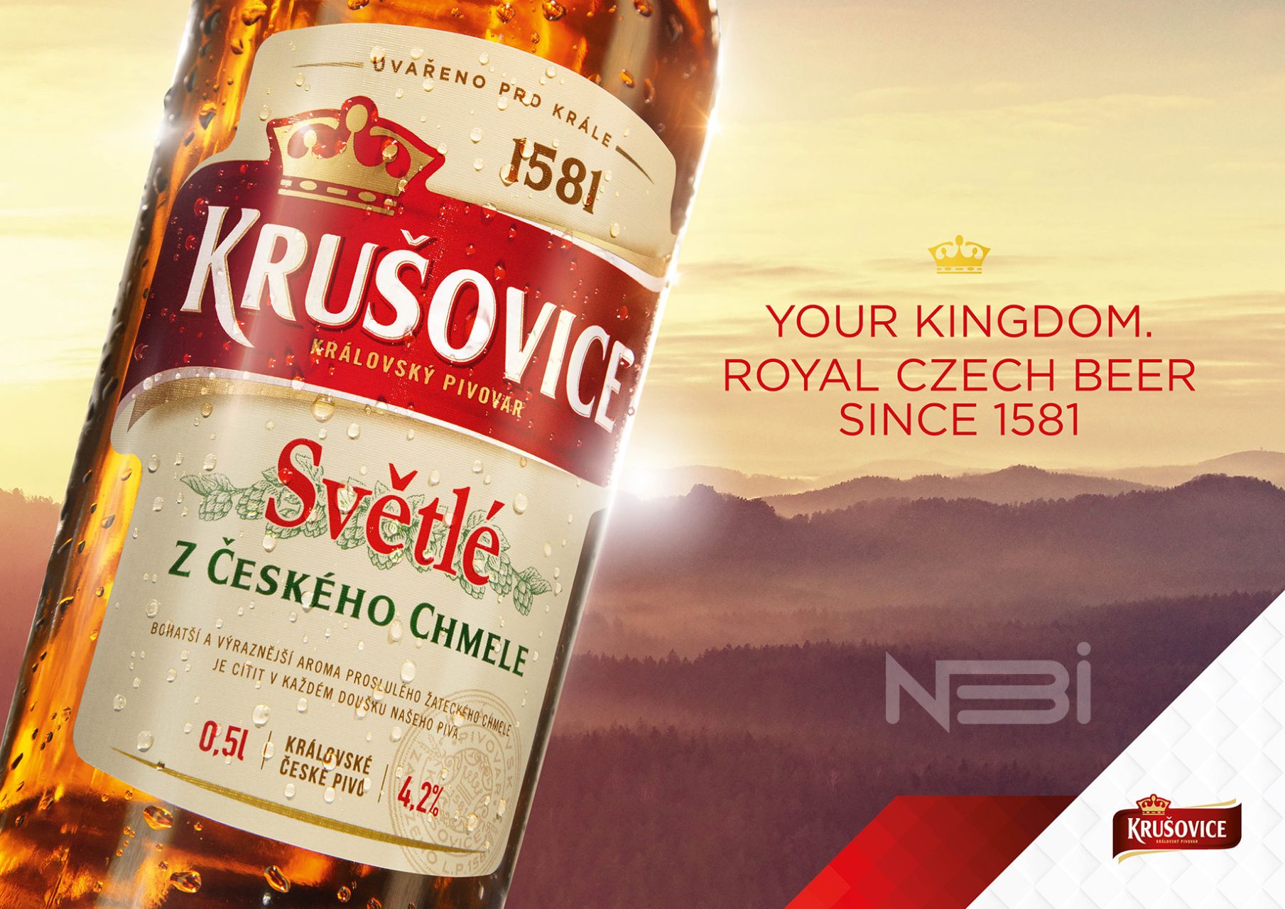 Фотосъемка стеклянной бутылки Krusovice фотостудия нби