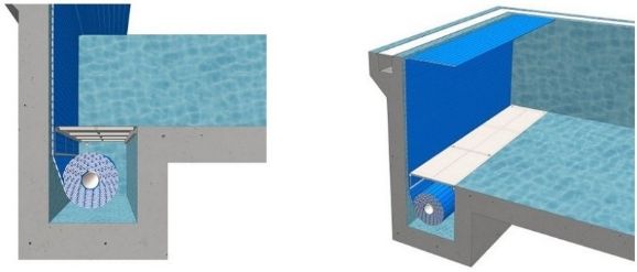 Подводное размещение вала в донной нише бассейна