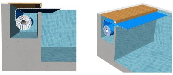 Подводное размещение вала в боковой нише бассейна