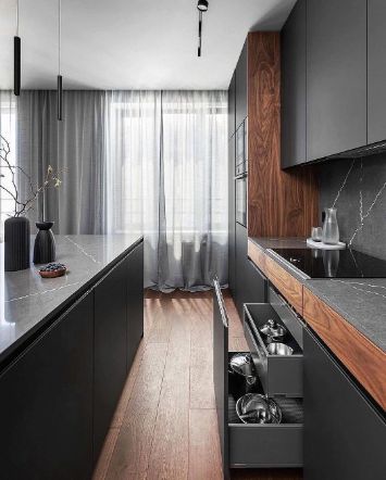 темная кухня с островом 2 