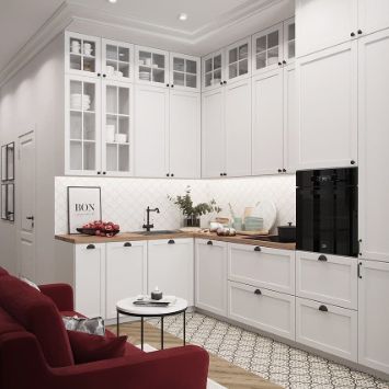 Белая угловая кухня