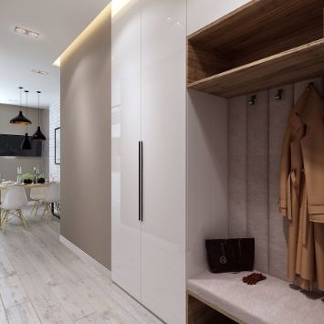 Белая кухня и прихожая 5 