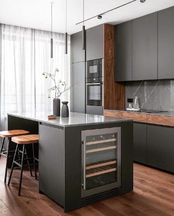темная кухня с островом 1