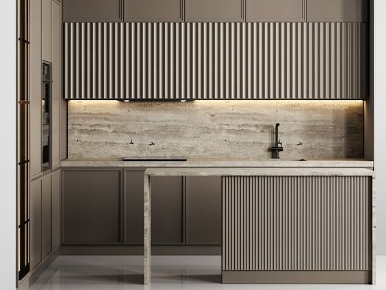 Кухня с 3D фрезерованными фасадами и окраской матовой эмалью