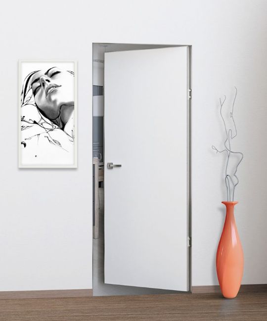 Скрытая дверь под отделку. Кромка грунт. Внутреннее открывание.