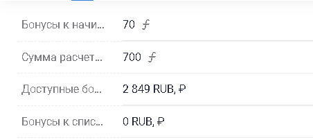 Расчет бонусами