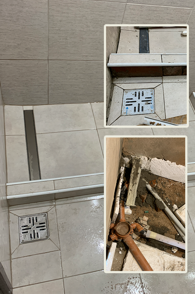 nueva de baño Un desagüe fue dirigido hacia la pileta del patio 