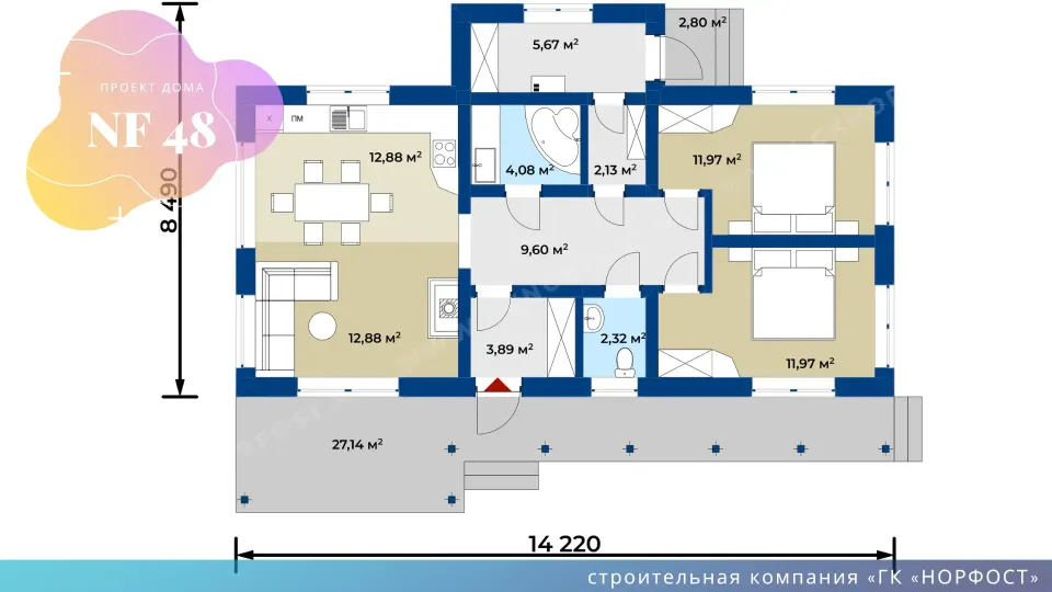 NF 48 - проект одноэтажного дома 8 на 14
