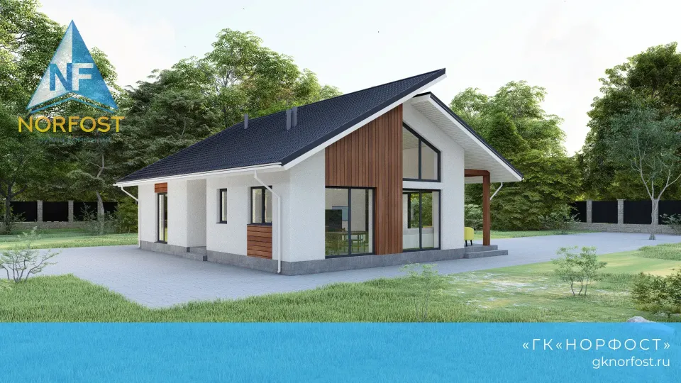 Строительство дома с разноуровневой крышей из газобетона