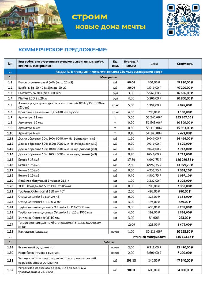 смета на строительство
