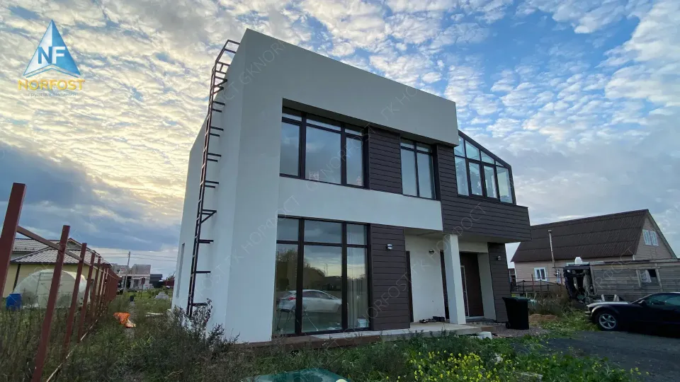 Строительство дома из газобетона с плоской кровлей