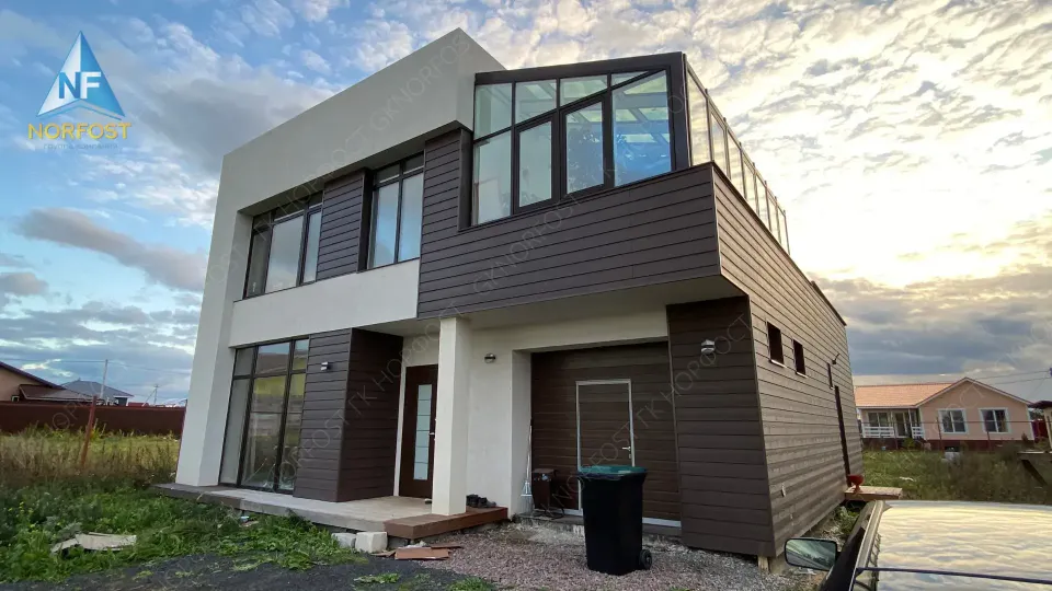 Строительство дома из газобетона с плоской кровлей