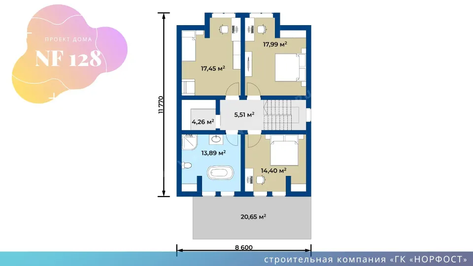 NF 128 - нестандартный проект двухэтажного дома