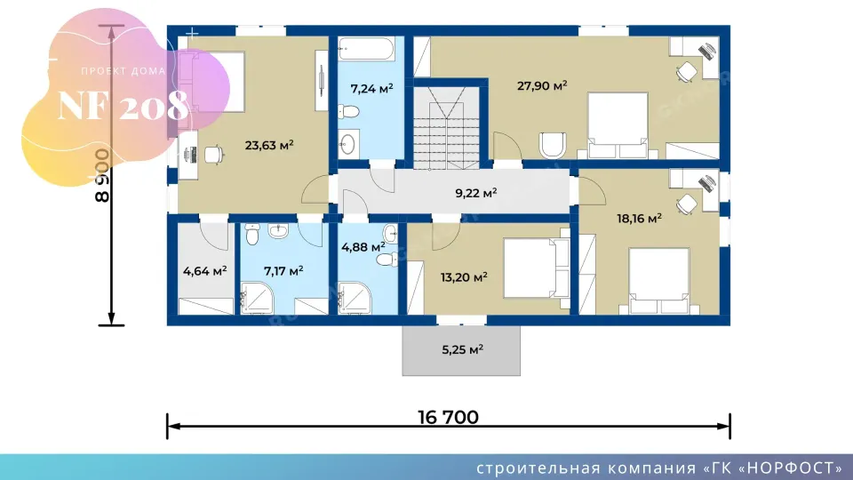 NF 208 - несимметричный проект дома на 2 семьи