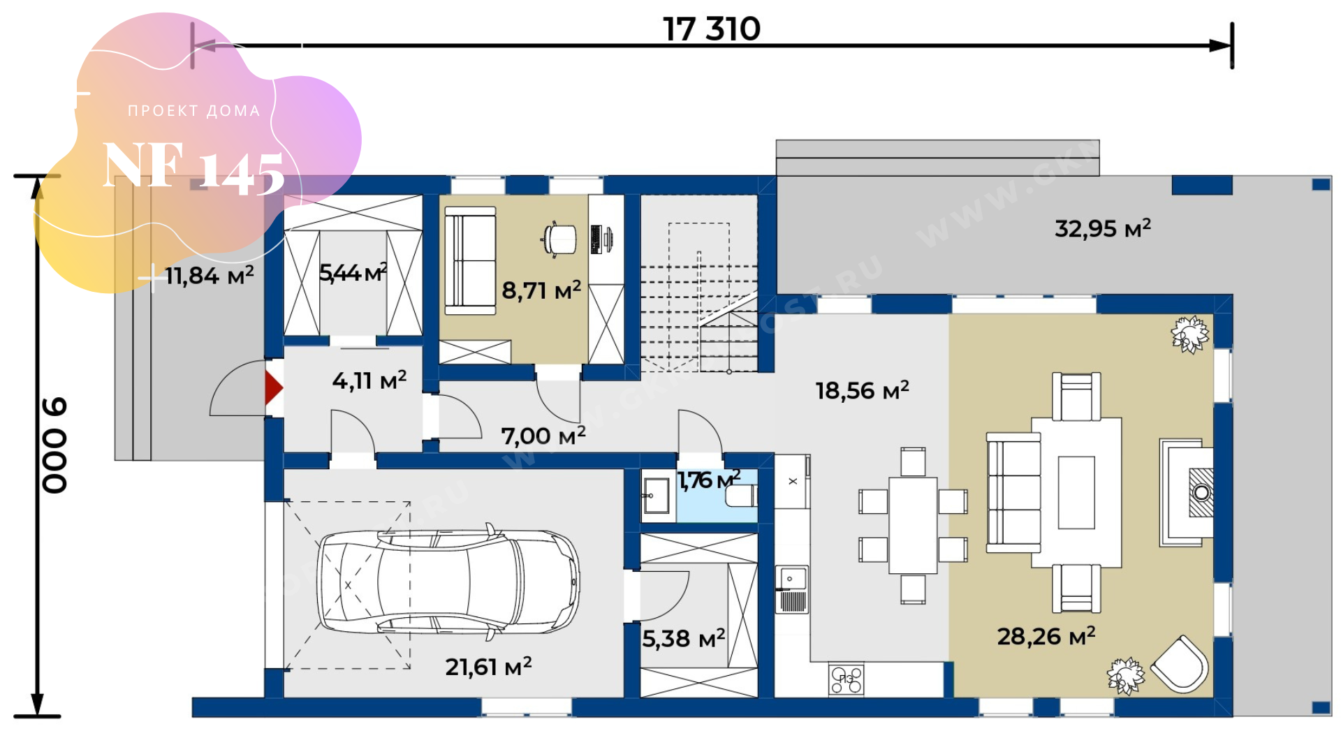 NF 145 - проект черного двухэтажного дома в стиле барнхаус
